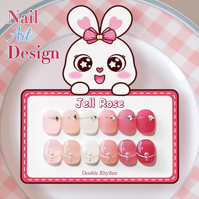 Double Rhythm 6 Pcs 15 ML Gel Polish Set Same Color Same Bottle Soak Off Gel Polish Kit Nail Art Manicure Salon DIY at Home for Women (Milky White Jelly Pink Nude Peach-T6-24)-BrightBean Baby