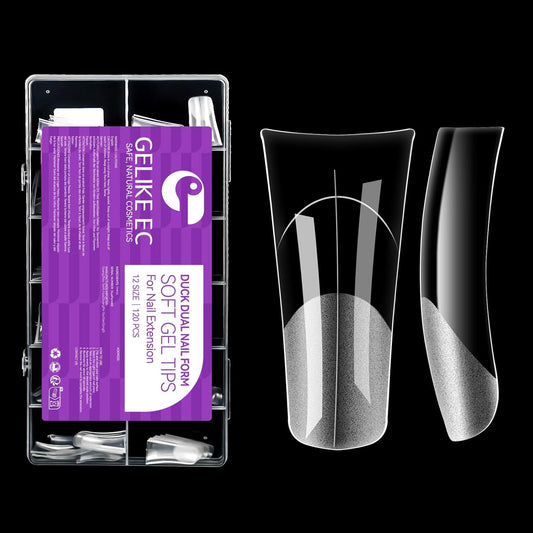 Gelike EC Duck Dual Forms for Extension: 120 Pcs Color Nail Form, 12 Size Nail Forms For Builder, Half Matte Gel Forms For Manicure Art Design Salon Diy-BrightBean Baby