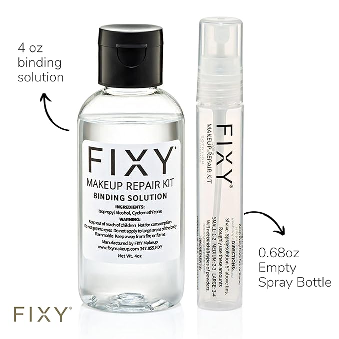 FIXY Makeup Repair Spray - Revive & Restore Pressed Powders, Eyeshadow, Blush, Bronzers & Highlighter | Retains Color | 4oz Vegan Solution, Fragrance-Free, Paraben-Free-BrightBean Baby