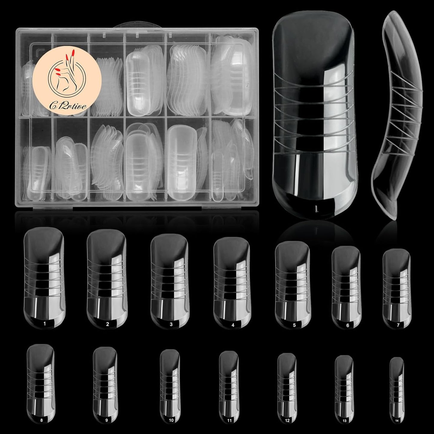 140Pcs Dual Nail Forms,Upturned Extension Poly nail gel Nail Forms Full Cover Reusable Nail Molds 14 Sizes for Nail Art Design Salon&DIY-BrightBean Baby