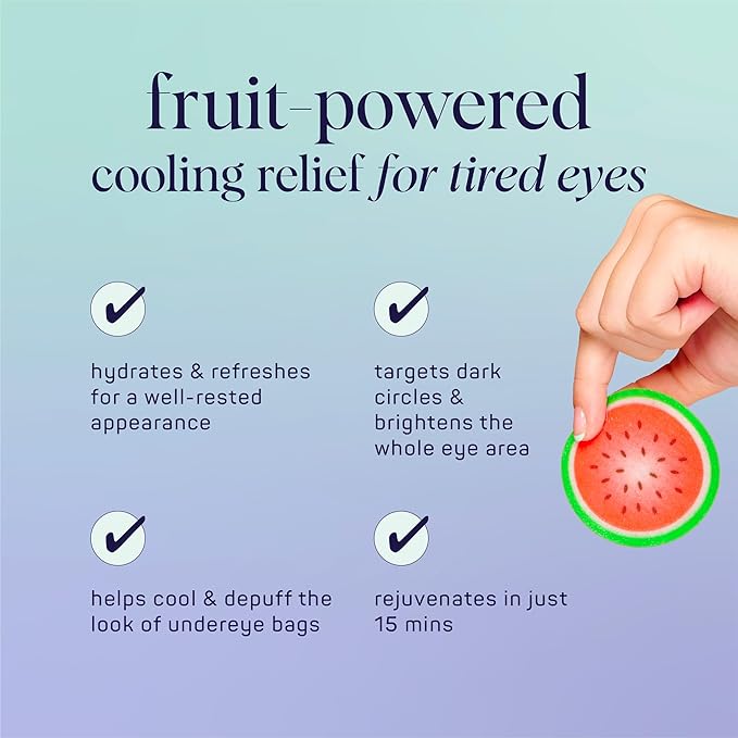 SpaLife Watermelon Cooling Eye Pads, 48 Hydrating Under Eye Patches for Puffiness, Dark Circles, and Tired Eyes, Infused with Hyaluronic Acid, Glycerin, and Vitamin C, Fruity Scent-BrightBean Baby
