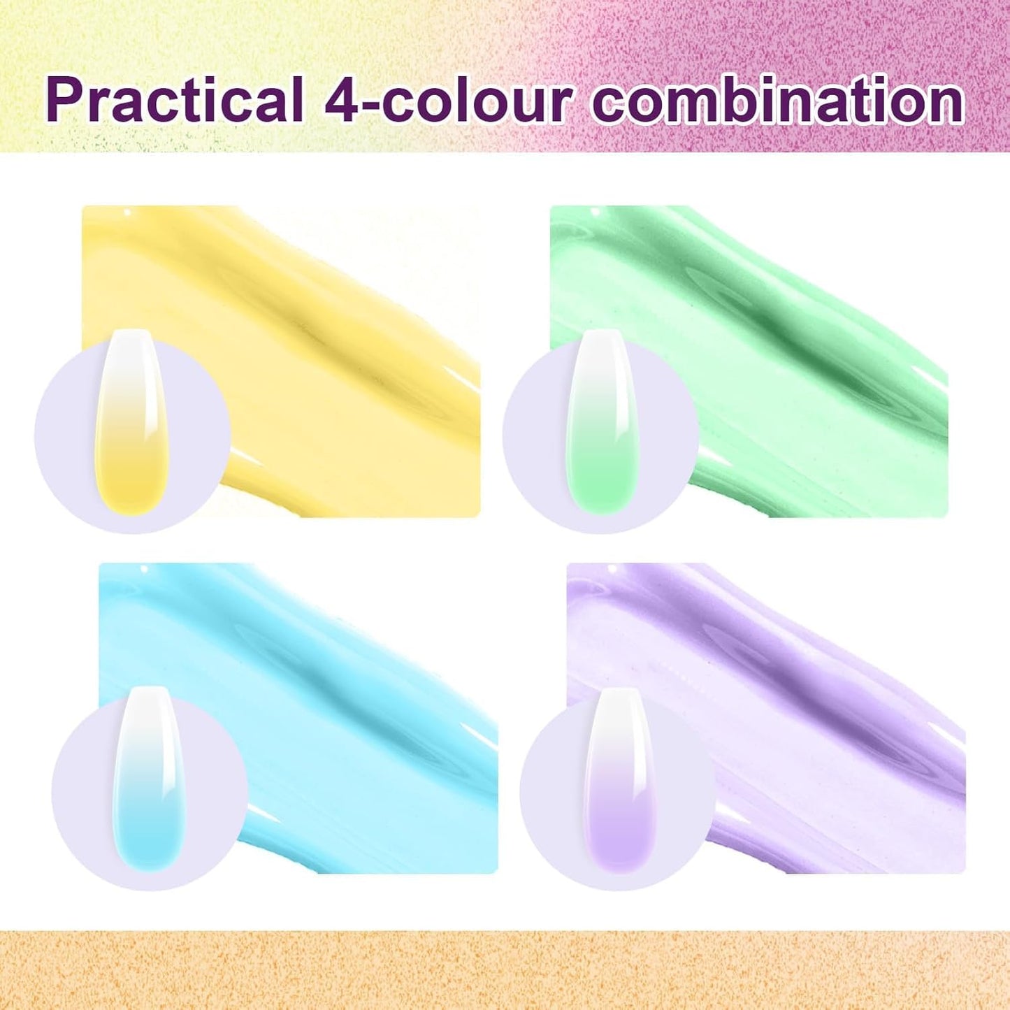 Gradient Painting Gel, 4 Bright Colors Ombre Gel Nail Polish Spring Summer Light Blue Green Sponging for Pigment Pat Aura Nails French Manicure Soak Off UV DIY Nail Art Ice Cream Dream Set-BrightBean Baby
