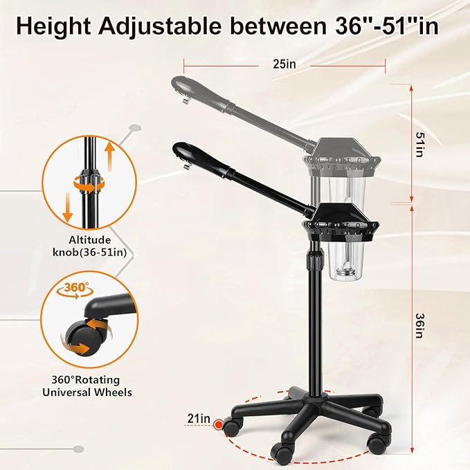 Professional Facial Steamer,vaporizador Facial Adjustable Height and Angle,More Steam, Hot Mist Facial Humidifier Atomizer for Spa Beauty, Home Use-BrightBean Baby