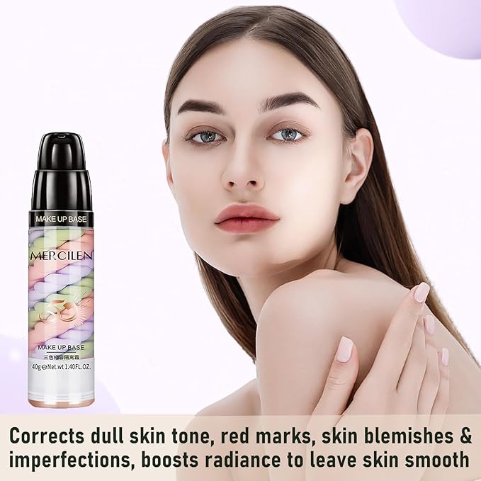 Primer Face Makeup Base, 3 In 1 Isolation Cream Color Corrector, Makeup Primer Skin Tone Correcting and Brightening Primer, Oil Control Moisturizing Face Primer to Hide Wrinkles and Fine Lines-BrightBean Baby