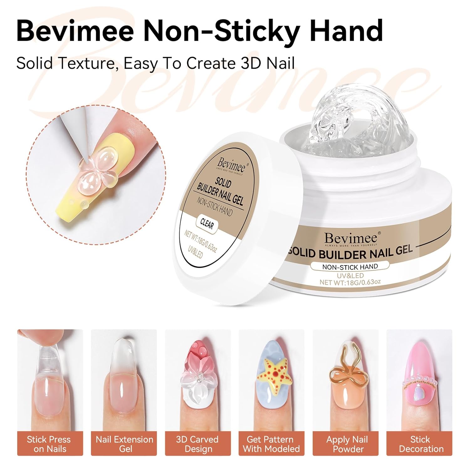 Solid Builder Gel and 15g Rhinestones Glue, Sculpting Gel for Nail Art Clear Non-Stick Hand For Modeling, Sculpture, Nails Extension UV/Led Manicure DIY At Home-BrightBean Baby