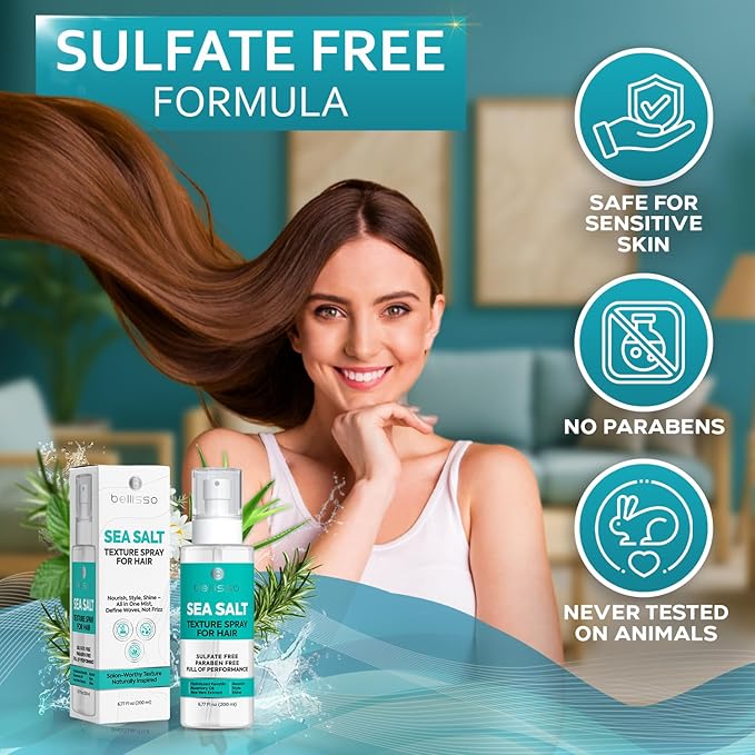 Sea Salt Spray - Dry Hair Texture for Women and Men - Products for Volume for Fine, Wavy and Curly Hair - Thickening, Texturizing and Light Volumizing Effect - Alcohol Free Formula - Travel Size-BrightBean Baby