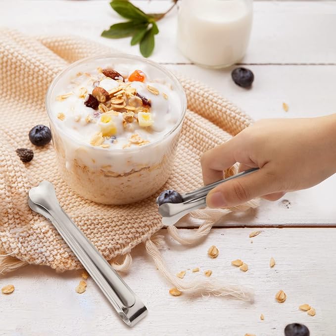 18 Pack Premium Small Serving Tongs, Mini Stainless Steel Appetizer Tongs 4.33Inch Silver