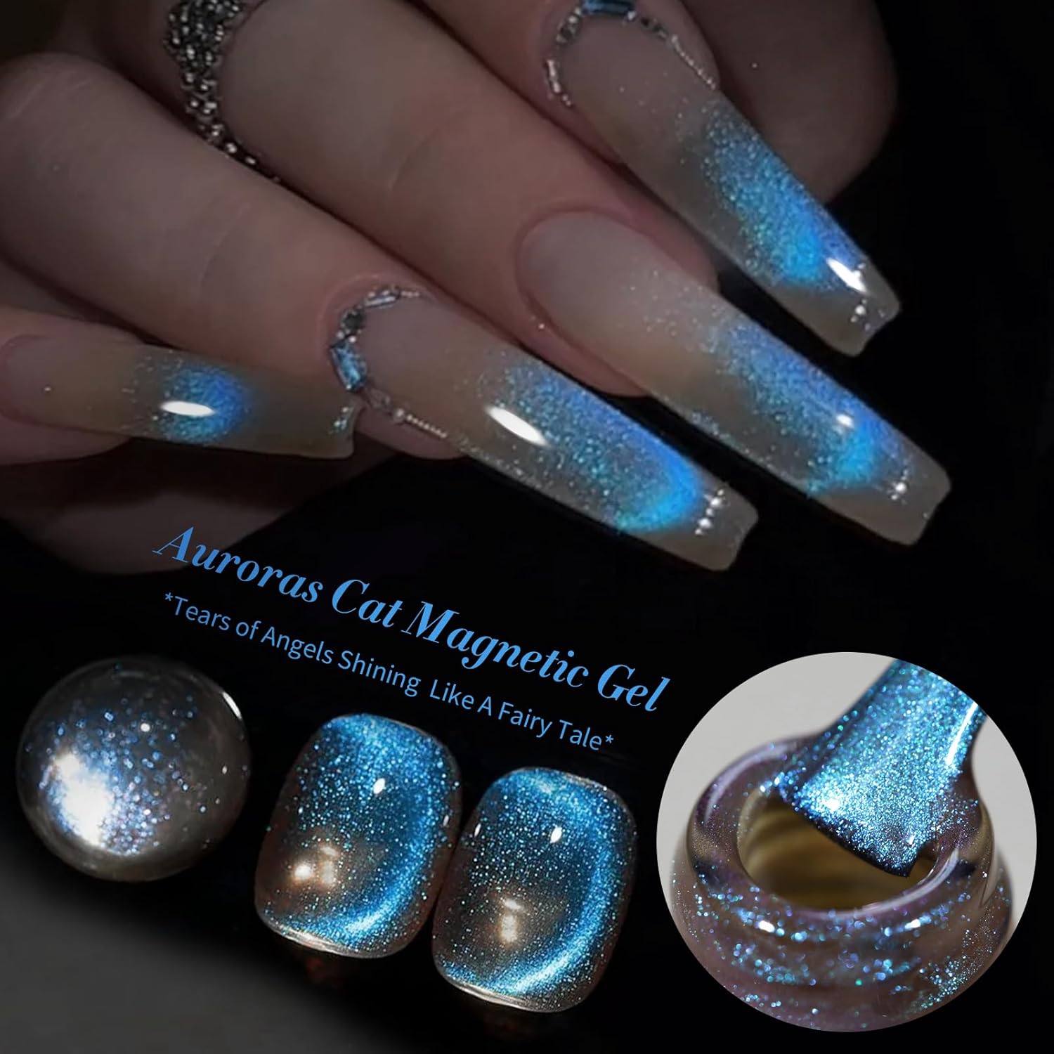 Born Pretty Cat Magnetic Eye Gel Nail Polish, Blue Auroras Cat Magnetic Gel, Mermaid Shiny Effect Pink Soak Off Nail Art Salon Manicure Home Gift 15ml-BrightBean Baby