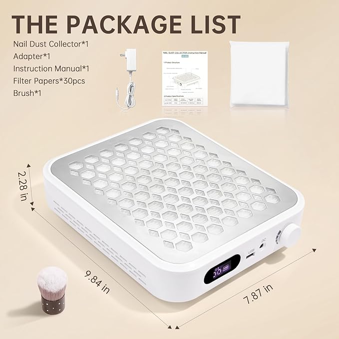 Nail Dust Collector, Rechargeable Dust Collector Nail Tech, Powerful Vacuum Fan Vent Dust Collector Extractor Dust Suction Machine for Acrylic Nails Polishing, Nail Salon&Home-BrightBean Baby