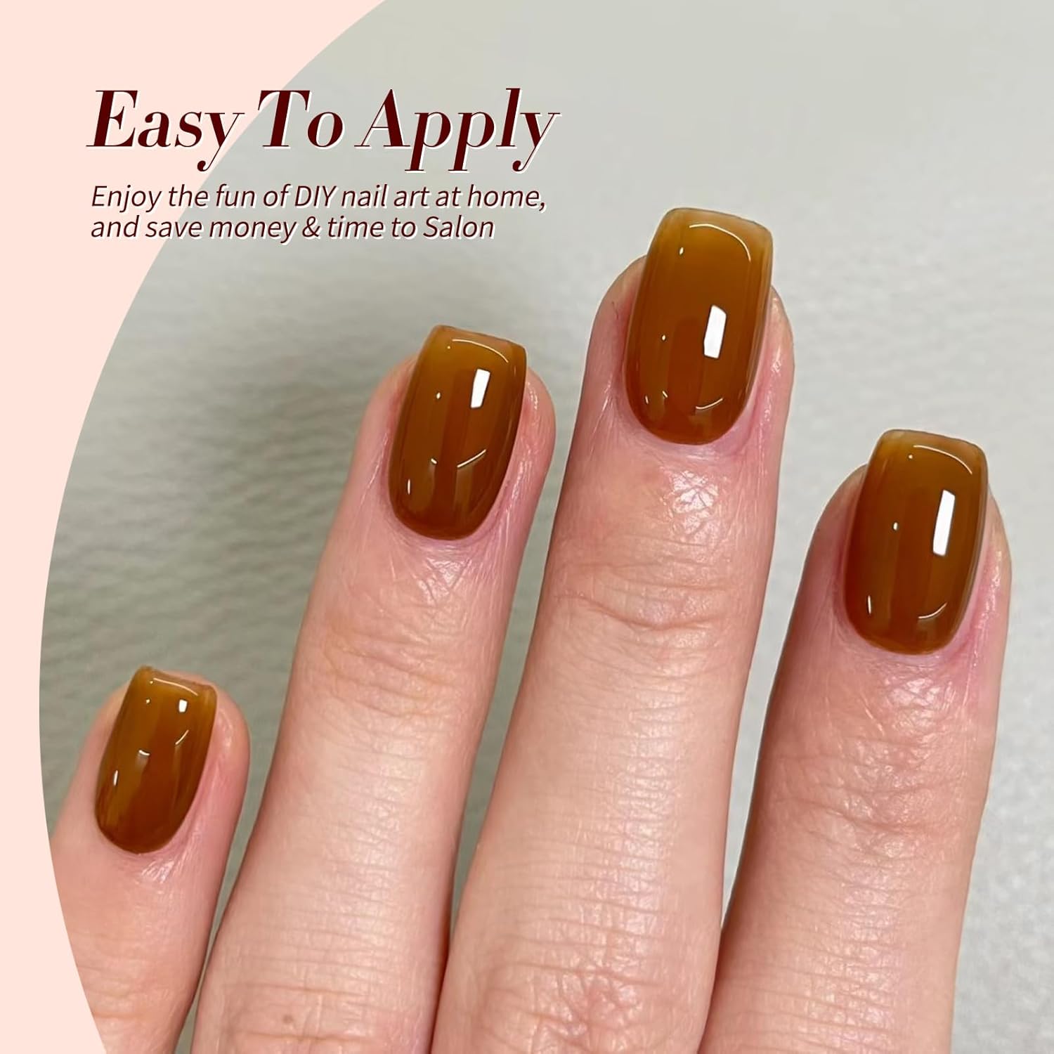 Born Pretty Fall Winter Jelly Gel Nail Polish Amber Crystal Transparent Brown Orange Red Gel Polish Nail Art Manicure DIY at Home and Salon 6PCS 7ML-BrightBean Baby