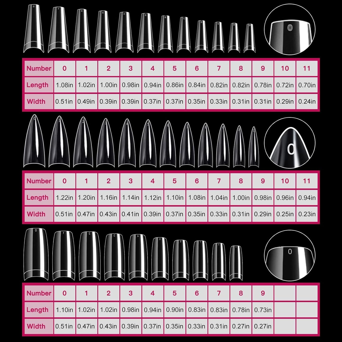 krofaue 3 Styles False Nail Tips Kit,340PCS Clear Coffin French Stiletto Nail Tips Half Cover Acrylic Artificial Press on Nails for Nail Extension Soft Gel Tips Art DIY-BrightBean Baby