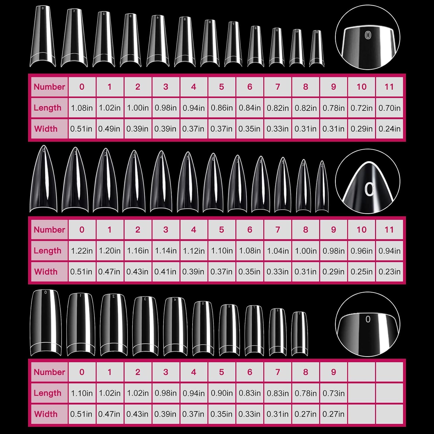 krofaue 3 Styles False Nail Tips Kit,340PCS Clear Coffin French Stiletto Nail Tips Half Cover Acrylic Artificial Press on Nails for Nail Extension Soft Gel Tips Art DIY-BrightBean Baby