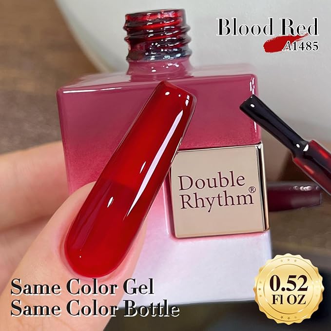 Double Rhythm 0.50 OZ Translucent Gel Polish Same Color Same Bottle Sheer Pastel Neutral Natural Milky 15 ML Jelly UV Nail Art DIY at Home (Burgundy Red-A1485)-BrightBean Baby
