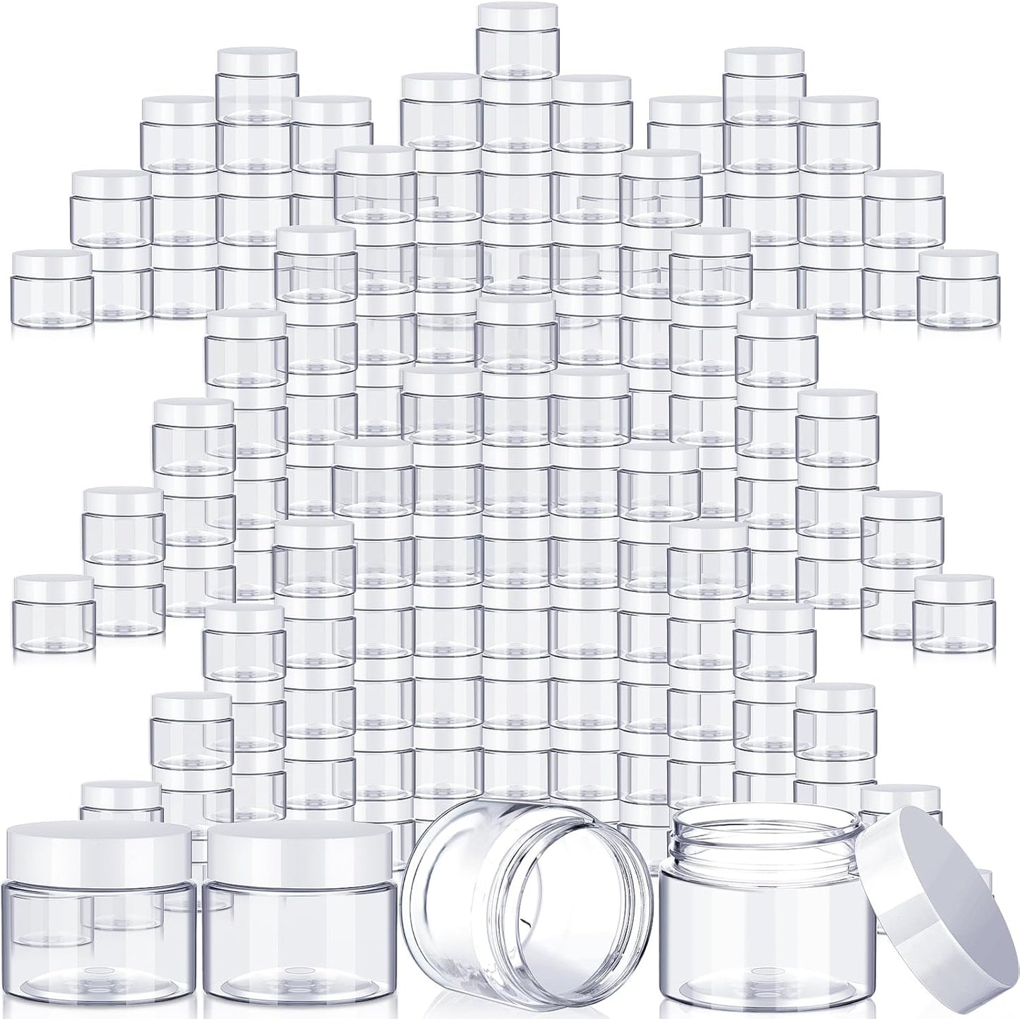 SATINIOR 100 Pcs Plastic Jars with Lids Small Containers Lids Wide Mouth Small Plastic Containers for Lotion Cream Rhinestones Body Butters Travel Storage(6 oz,White)-BrightBean Baby
