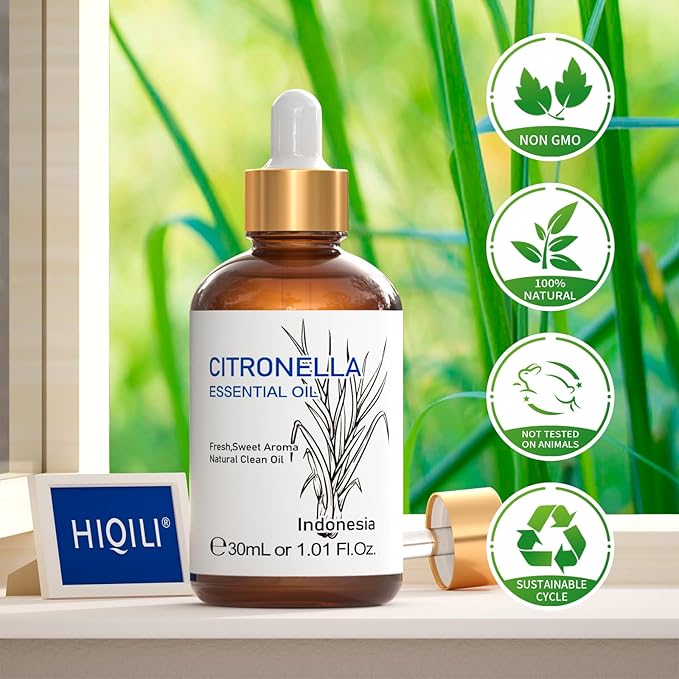 HIQILI 1 Fl Oz Citronella Essential Oil, 100% Pure Undiluted for Aromatherapy Diffuser for Home - 30ML-BrightBean Baby