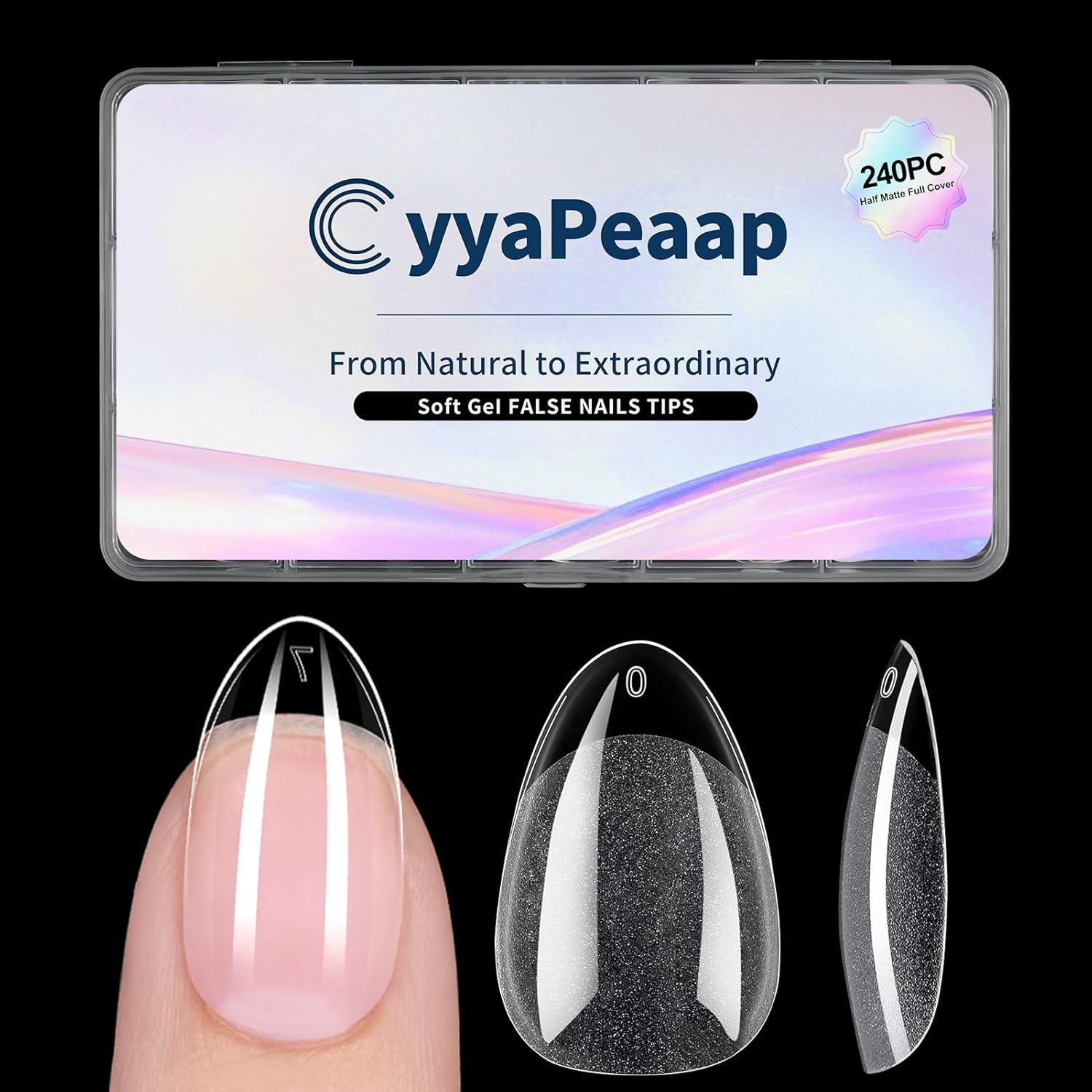 Almond Nail Tips Short Soft Gel Nail Tips 240Pcs Short Almond Full Cover Nails Tips Pre-Shaped Half Matte Gelly Press on Fake Nails Tip for Acrylic Nail Tip Extension Home DIY & Salon Nails 12 Sizes-BrightBean Baby