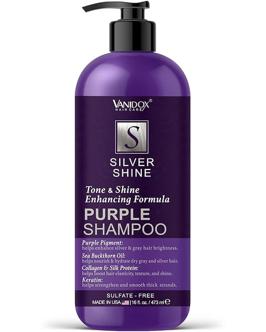 Brass Toning Purple Shampoo for Grey and Silver Hair, Infused with Purple Pigment, Sulfate Free Shampoo for Gray and Silver Hair (16 fl oz)-BrightBean Baby