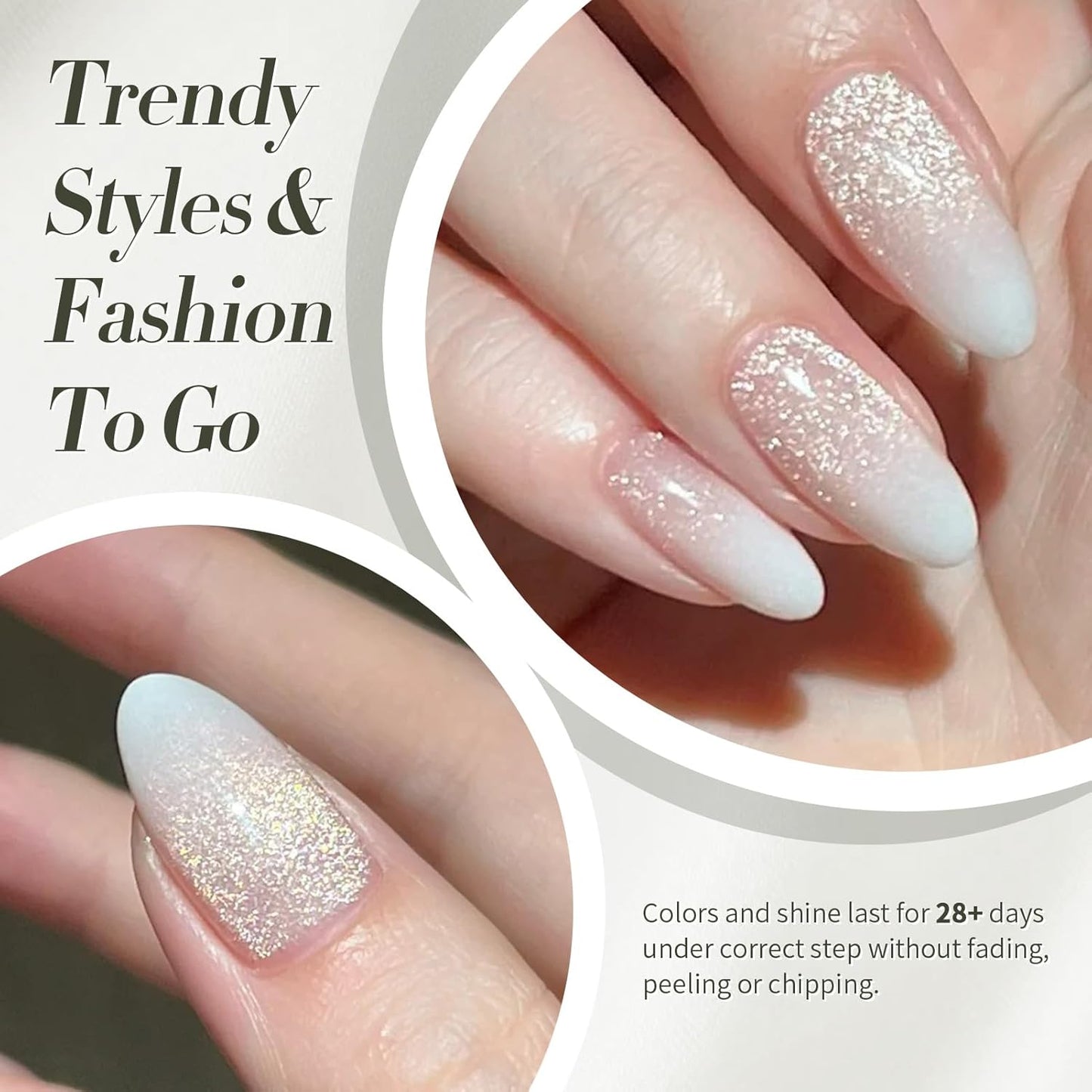 BORN PRETTY Cat Magnetic Eye Gel Nail Polish, Milky White Cat Glitter Cat Magnetic Gel Nail Polish, Holographic Magnetic Nail Polish for Nail Art Manicure Salon DIY at Home 15ML-BrightBean Baby