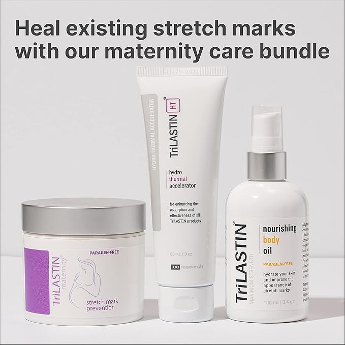TriLASTIN Maternity Stretch Mark Prevention Cream (4Oz) - Hypoallergenic & Paraben-Free for Pregnancy & Postpartum - Maternity Belly Cream (2 Pack)-BrightBean Baby