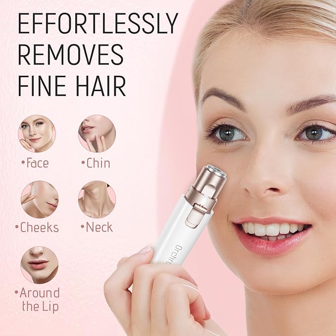 Rechargeable Facial Hair Remover for Women: 2-in-1 Device for Shaping Eyebrows and Removing Face Peach Fuzz (Pearl White)