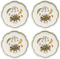 Portmeirion Botanic Garden Lotus Salad Plates, Set of 4 - Scalloped Rim, Butterflies Motif, 8.8" Floral Dinnerware Porcelain Dishes for Hosting, Entertainment