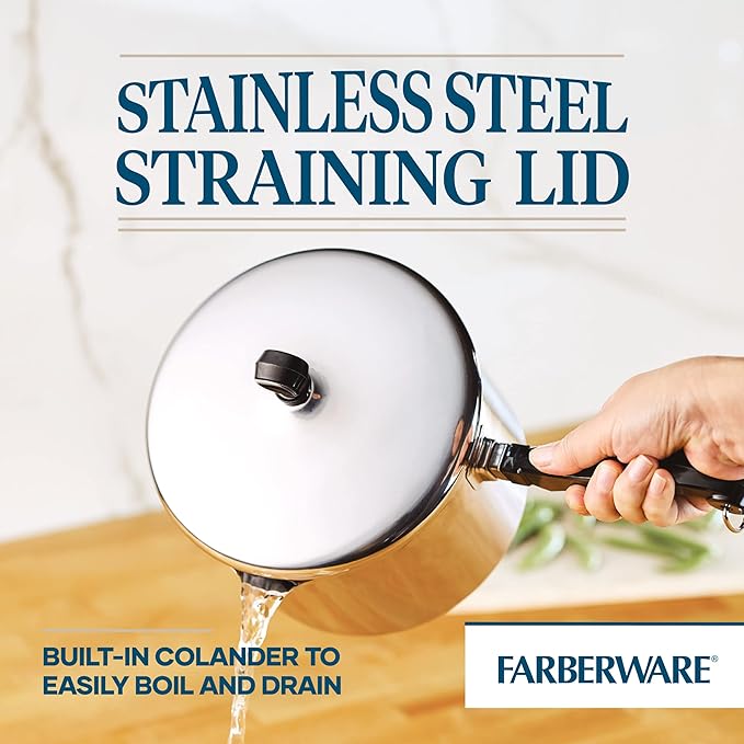 Farberware Classic 3-Quart Stainless Steel Straining Saucepan