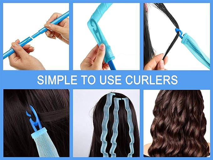 48PCS Hair Curlers Heatless Spiral and Wave Two Styles’Curls(20inch) No Heat Curlers with 4PCS DIY Styling Hooks for Women and Girls’ Medium or Long Hair (20 inch)-BrightBean Baby