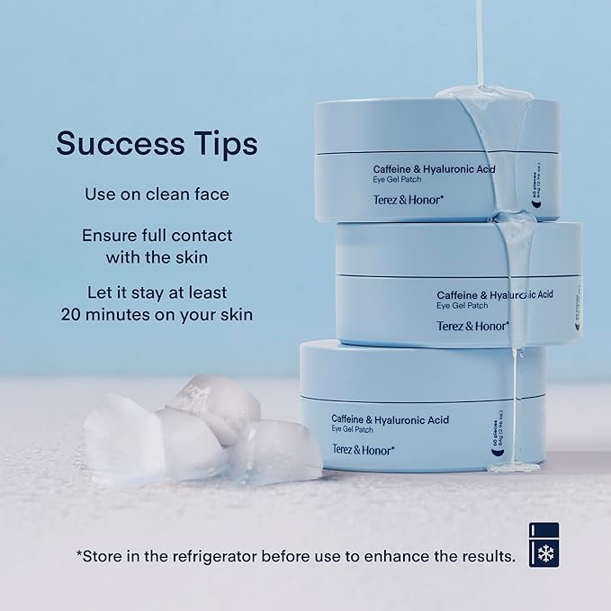 TEREZ & HONOR Under Eye Patches for Dark Circles - 60 Korean Hydrogel Masks for Puffiness, Bags with Caffeine, Hyaluronic Acid, Niacinamide - Undereye Brightening, Hydrating, Anti-Wrinkle & Cooling-BrightBean Baby