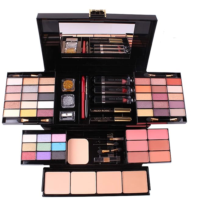 54 Colors All in one Makeup Gift Set Holiday Birthday Beauty Cosmetic Essential Starter Bundle Include 39 Eyeshadow Palette, 6 Blush, 6 Sponge Stick, 4 Compact Powder, 3 Lipstick, Eyeliner-BrightBean Baby
