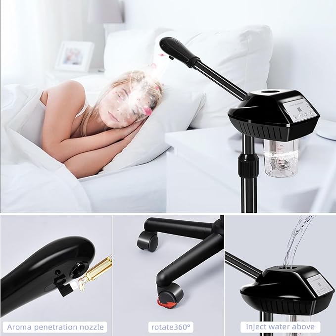 Facial Steamer, Face Steamer on on Wheels with More Steam, Adjustable Height for Face Steamer Suitable for Personal Home and Professional Personal Care Places，Moisturizing and Hydrating.-BrightBean Baby