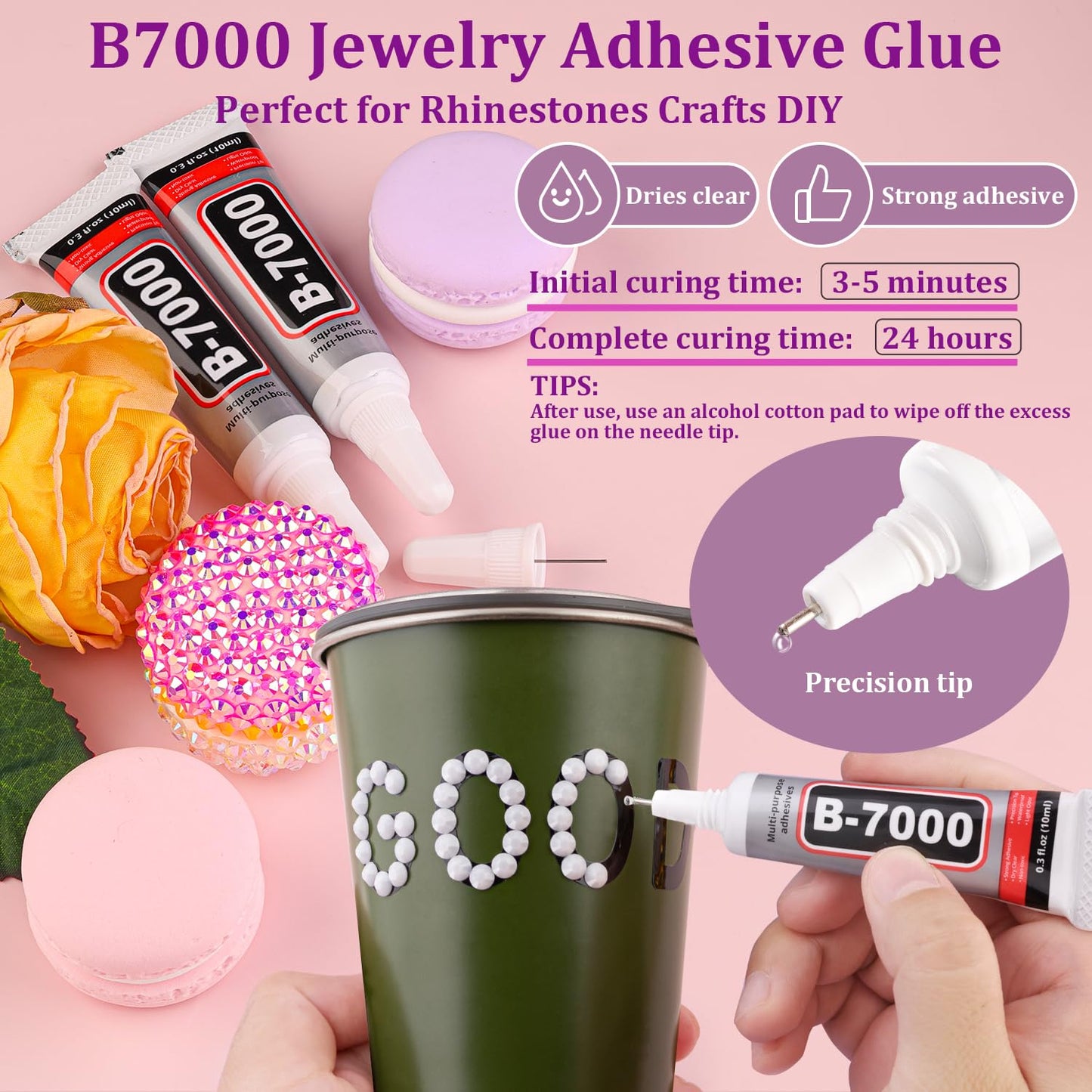 25000Pcs Resin Rhinestones with Tweezers for Crafting, White 2-6mm Mixed Sizes Bedazzling Crystal with 3Pcs 10ml B7000 Jewelry Glue for DIY Crafts Clothing Tumblers Shoes Fabric Nail Art-BrightBean Baby