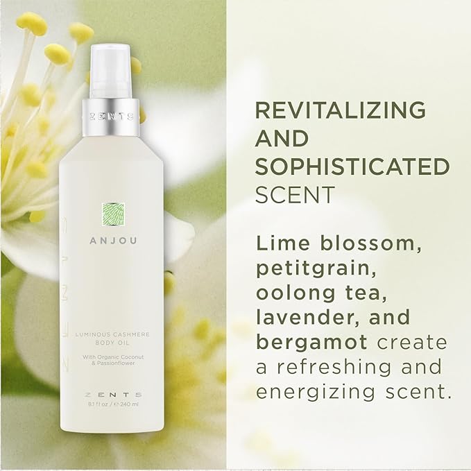 Zents Luminous Cashmere Body Oil (Oolong Fragrance) | Moisturizing Body Oil with Vitamin E & Organic Coconut Oil | Softens & Smooths Skin | 8 fl oz-BrightBean Baby