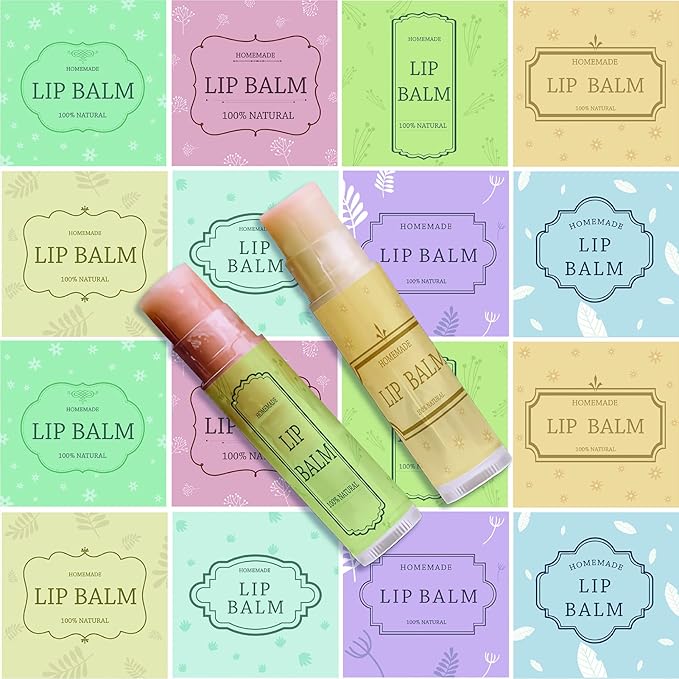 CRASPIRE Lip Balm Labels 80pcs Homemade Lip Balm Labels 2” Clear Lip Balm Labels for Tubes Printable Waterproof Lip Balm Stickers Labels for Lip Balm Handcream Candle Container（British Style-Color）-BrightBean Baby