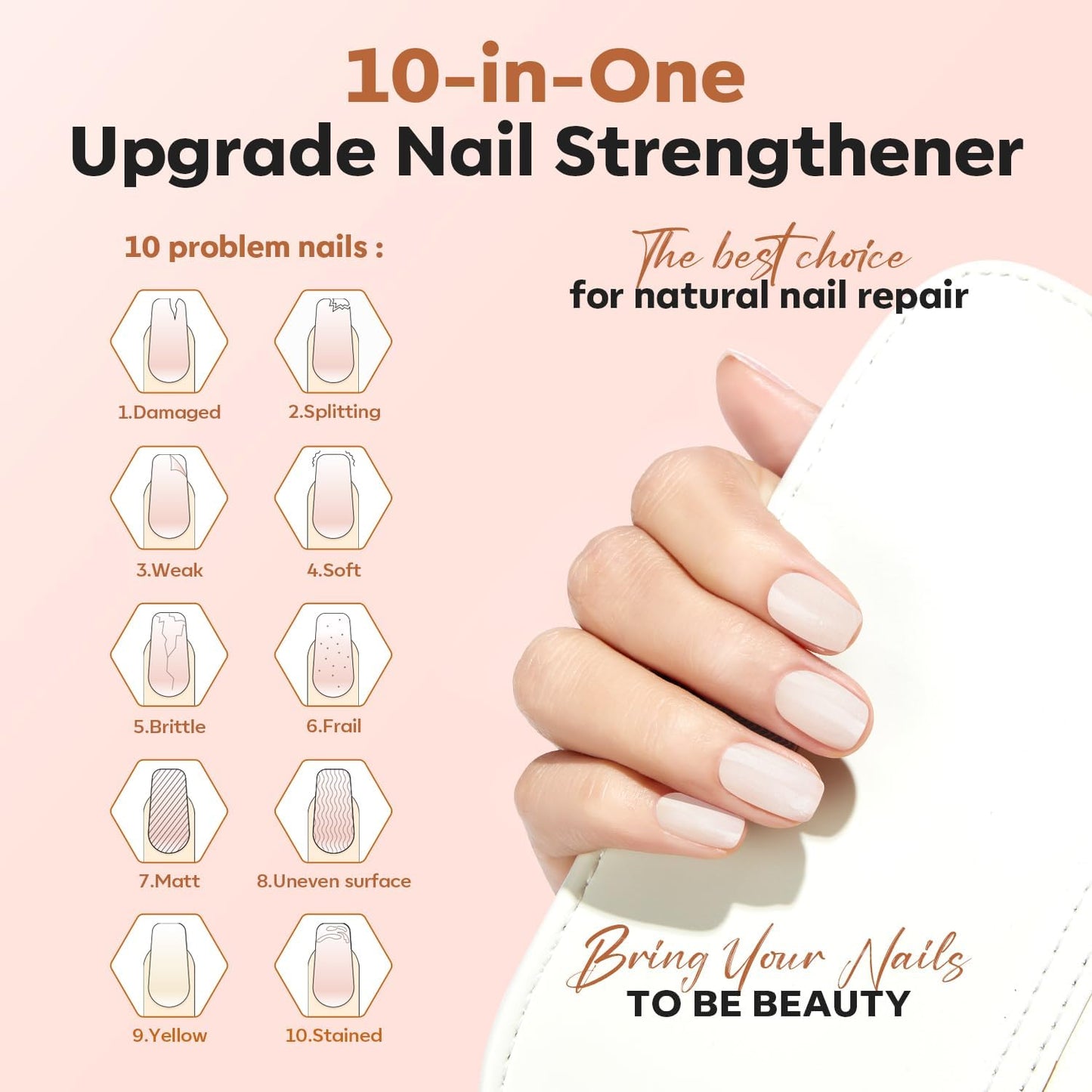 modelones Nail Strengthener Clear Gel Top Coat Nail Polish Cuticle Oil Pen Milky White Nail Repair for Damaged Nails Care Kit for Women 15 ml Ridge Filler for Growth-BrightBean Baby