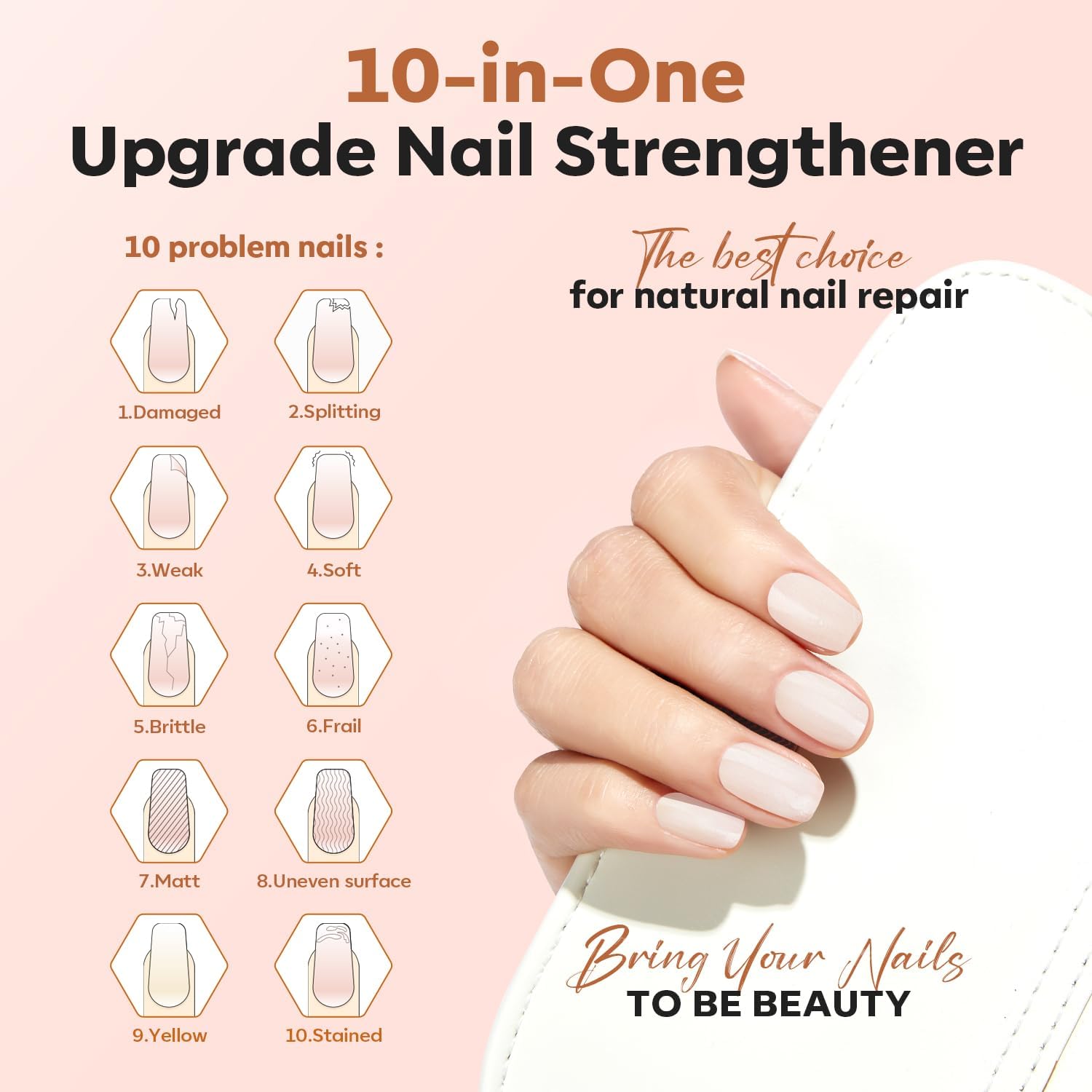 modelones Nail Strengthener Clear Gel Top Coat Nail Polish Cuticle Oil Pen Milky White Nail Repair for Damaged Nails Care Kit for Women 15 ml Ridge Filler for Growth-BrightBean Baby