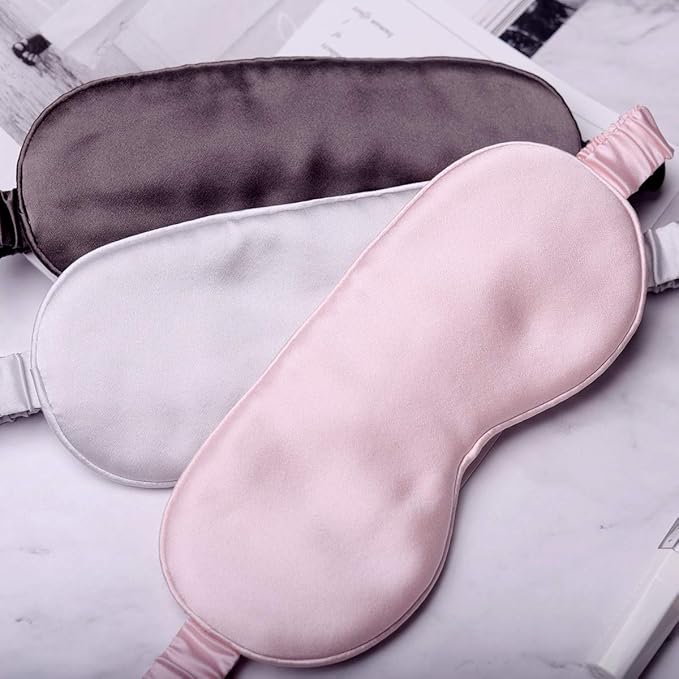 Silk Sleep Mask Light Blocking Luxury 100% Mulberry 19mm Silk Eye Mask Eye Cover Blindfold Ultra Soft Light & Comfy Anti Aging Skin Care with Travel Bag Gift Package-BrightBean Baby