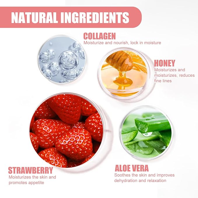 4 PCS Bee Lip Balm Honey Pot,Strawberry&Honey&Watermelon&Apple Lime Lip Sleeping Mask,Hydrating Prevention Dry and Cracked Lip Scrubs Exfoliator Lip Care,Moisturizing Lip Mask Overnight-BrightBean Baby