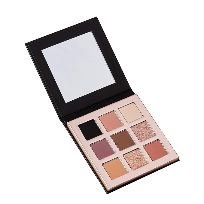 Pippa Of London Camden Make Up Palette 353 with 9 Luxury Matte, Shimmer and Glitter Eyeshadows in Rose Gold case with Mirror-BrightBean Baby