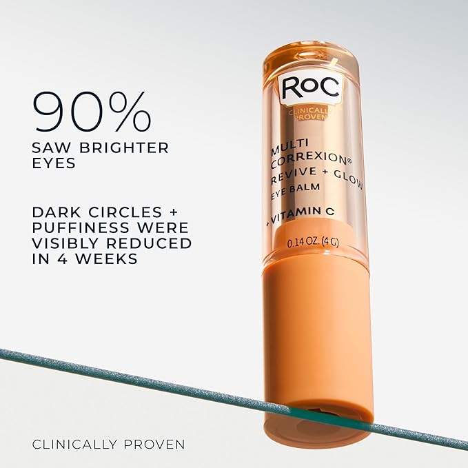 RoC Multi Correxion Revive + Glow Eye Balm with Vitamin C (0.14 oz) + Retinol Eye Cream Packette-BrightBean Baby