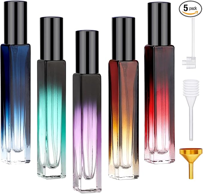 Segbeauty 0.34oz Empty Perfume Bottle, 5 Pack Glass Spray Bottles Travel Perfume Atomizer Sprayer Refillable Atomizer, Travel Size Spray Bottle, 10ml Portable Cologne Dispenser with Refill Tool Kit-BrightBean Baby