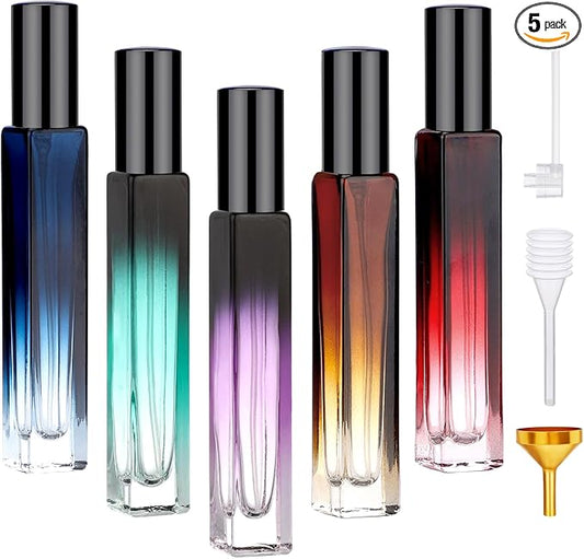 Segbeauty 0.34oz Empty Perfume Bottle, 5 Pack Glass Spray Bottles Travel Perfume Atomizer Sprayer Refillable Atomizer, Travel Size Spray Bottle, 10ml Portable Cologne Dispenser with Refill Tool Kit-BrightBean Baby