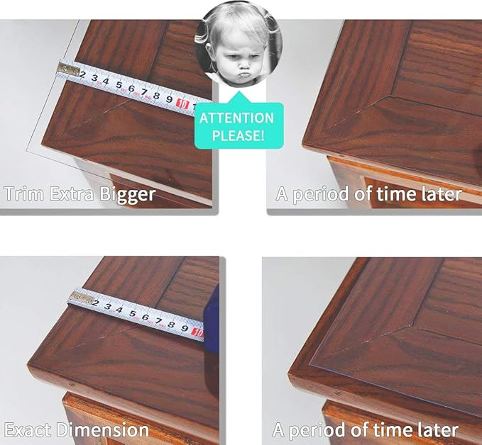 NECAUX Custom Table Cover - 32 x 80 Inch Clear Protector, 1.5mm Thick Wood Grain Transparent Non-Slip Tablecloth for Dining, Meeting, Living Room Tables