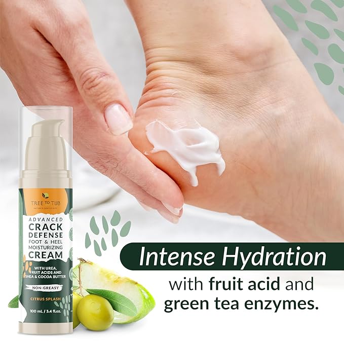 Tree to Tub Foot Cream for Dry Cracked Heels and Feet - Foot Lotion for Dry Cracked Feet, Non-Greasy Moisturizer Urea Cream w/Softening Shea Cocoa Butter, Citrus Foot Care for Women & Men-BrightBean Baby