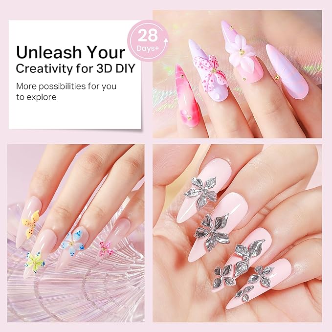 MIZHSE 2Pcs 3D Nail Gel Sculpting Gels, Clear and White Solid Builder Gel for Nails with Silicone Nail Molds Molding Gels 3D Art Non-Sticky Hand UV LED for Nails Salon Home DIY-BrightBean Baby