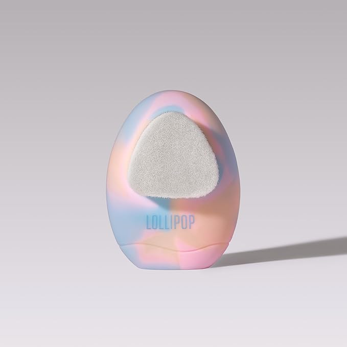 LOLLIPOP Dual-Sided Facial Cleansing Brush | Palm Size Silicone Face Exfoliator and Soft Fiber Cleanser | Manual Face Scrubber for Pores, Makeup Removal, Blackhead and Skincare Routine, Rainbow-BrightBean Baby