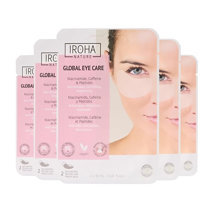Eye Masks, Reduces Wrinkles, Dark Circles & Puffiness - Pack of 5 Pairs - Hydrating Patches with Niacinamide, Caffeine, Peptides - Vegan, Cruelty-Free, Skincare, Under Eye Treatment, Gift-BrightBean Baby