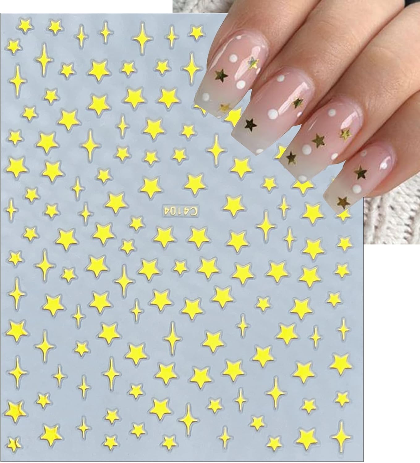 7Sheets Star Nail Art Stickers Decals 3D Self-Adhesive Shiny Black White Rose Gold Stars Nail Decals Holographic Laser Gold Silver Glitter Star Nail Design for Acrylic Manicure DIY Women Nail Decor-BrightBean Baby