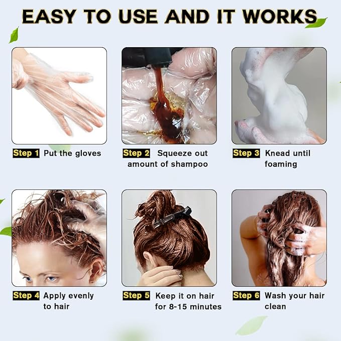 Dark Brown Hair Dye Shampoo 3 in 1 for Gray Coverage for Women Instant Natural Hair Color Shampoo Semi Permanent 500ML - Champu Para Canas Mujer-BrightBean Baby