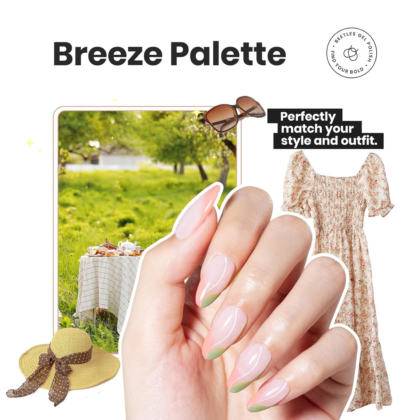 Beetles Nail Polish Set P176, 6 Colors Glitter Green Nude Natrual Pink Nail Lacquer Fast Drying & Long Lasting Finger Fall Nail Polish Glitter Effect for DIY Nail Art Salon at Home Gifts for Women-BrightBean Baby