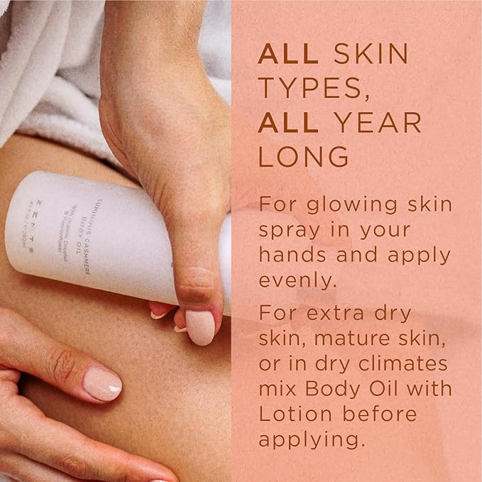 Zents Luminous Cashmere Body Oil (Mandarin Fragrance) | Moisturizing Body Oil with Vitamin E & Organic Coconut Oil | Softens & Smooths Skin | 8 fl oz-BrightBean Baby